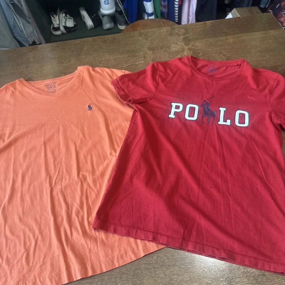 Lot of 2 Polo Ralph Lauren Men's V Neck Tee‎ Shirts Size Small